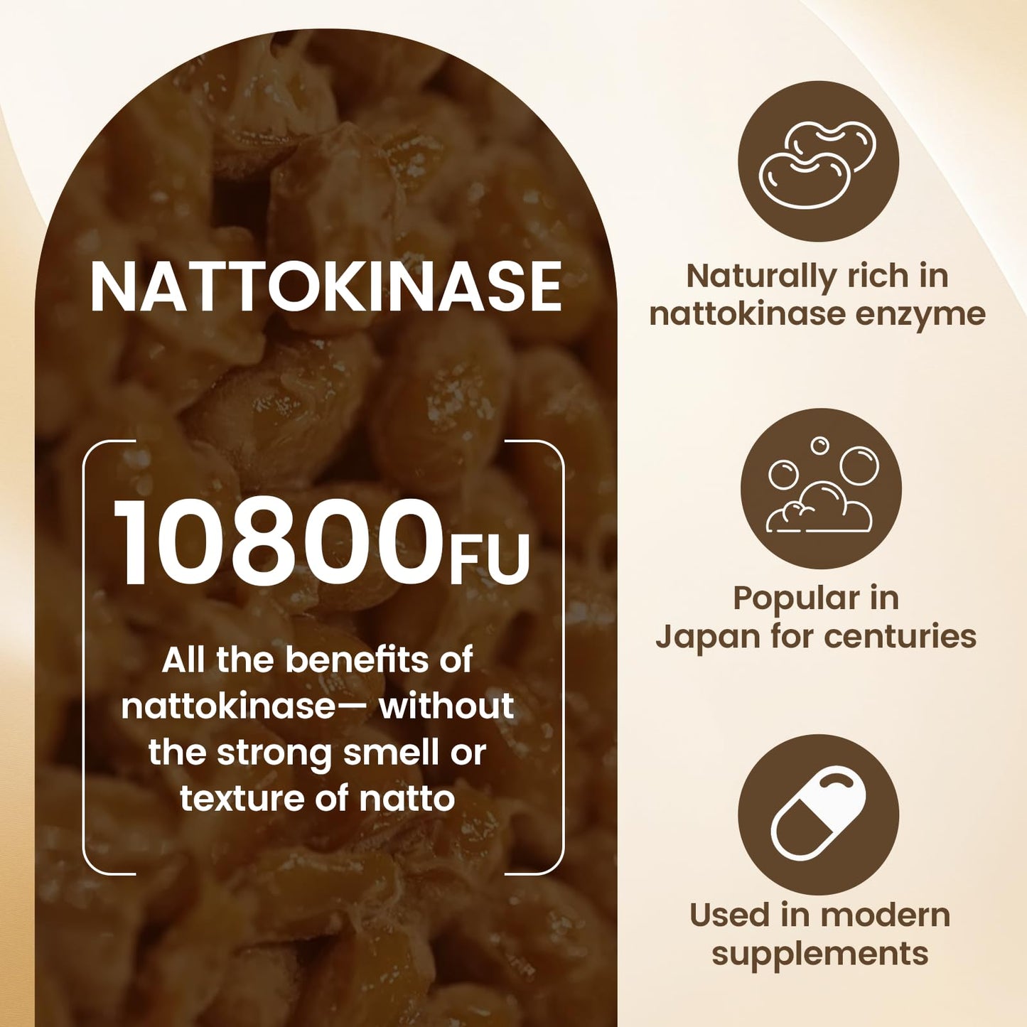 Ultimate Nattokinase 10800 FU Supplement, Natural Support for Circulation & Cardiovascular Health, Odorless Fermented Soy Enzyme, Easy Daily Routine, 60 Capsules